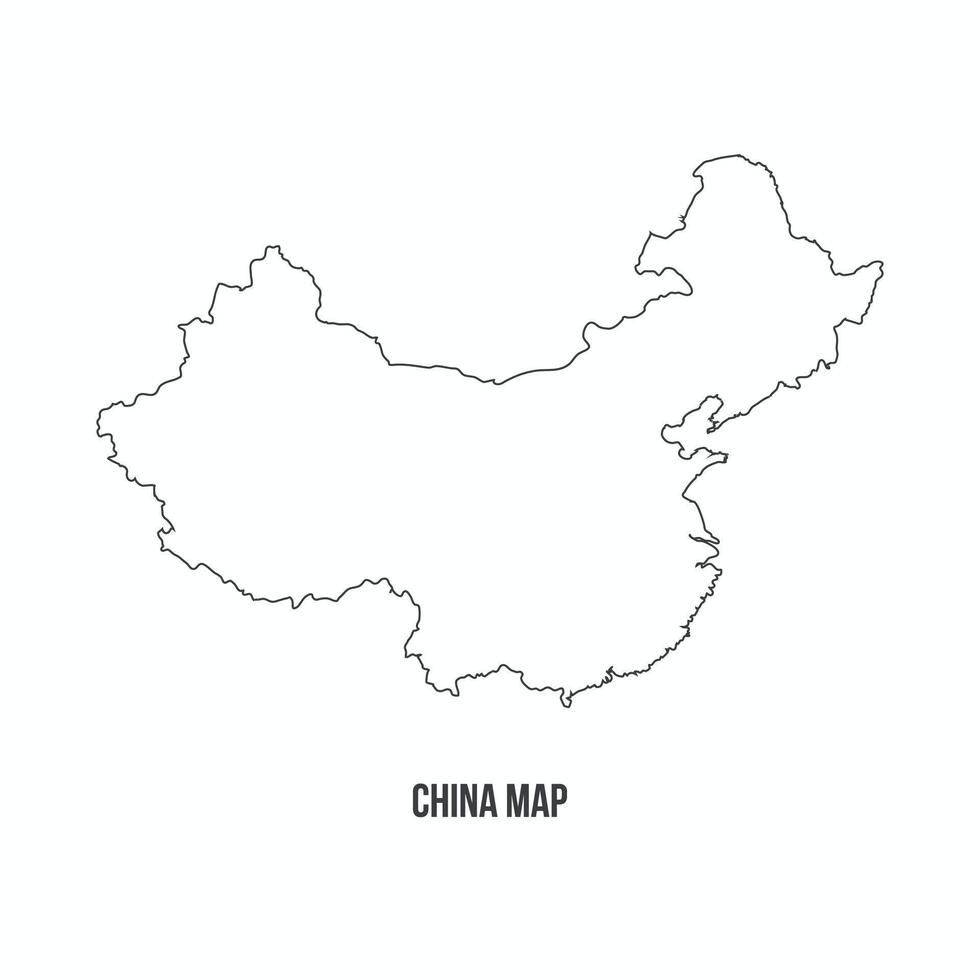 illustration of a China map outline isolated on a white background. Perfect for geographic, regional and artistic representations designs. vector