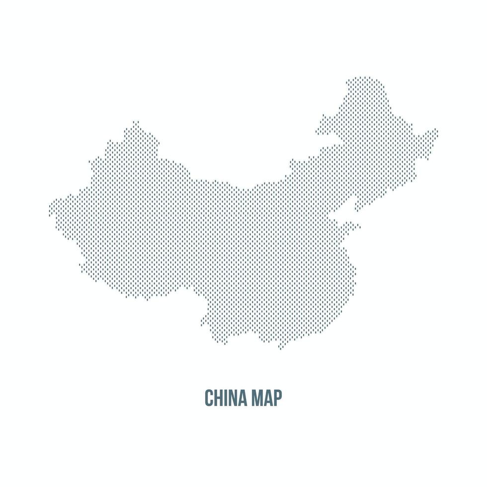 Illustration of a dash pattern China map isolated on a white background. Perfect for geographic, regional concept. vector