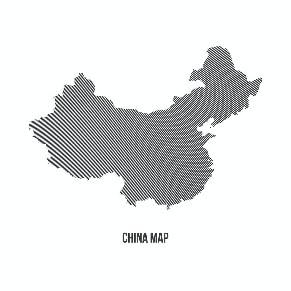 Illustration of a line pattern China map isolated on a white background. Perfect for geographic, regional and designs. vector