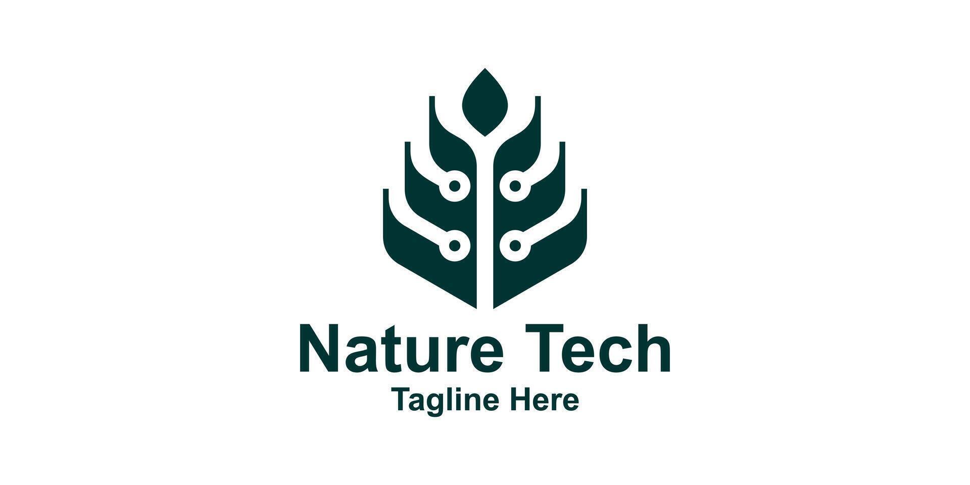logo design combination of leaves and technology connection, logo for ecology, connection, symbol, icon, idea, creative. vector