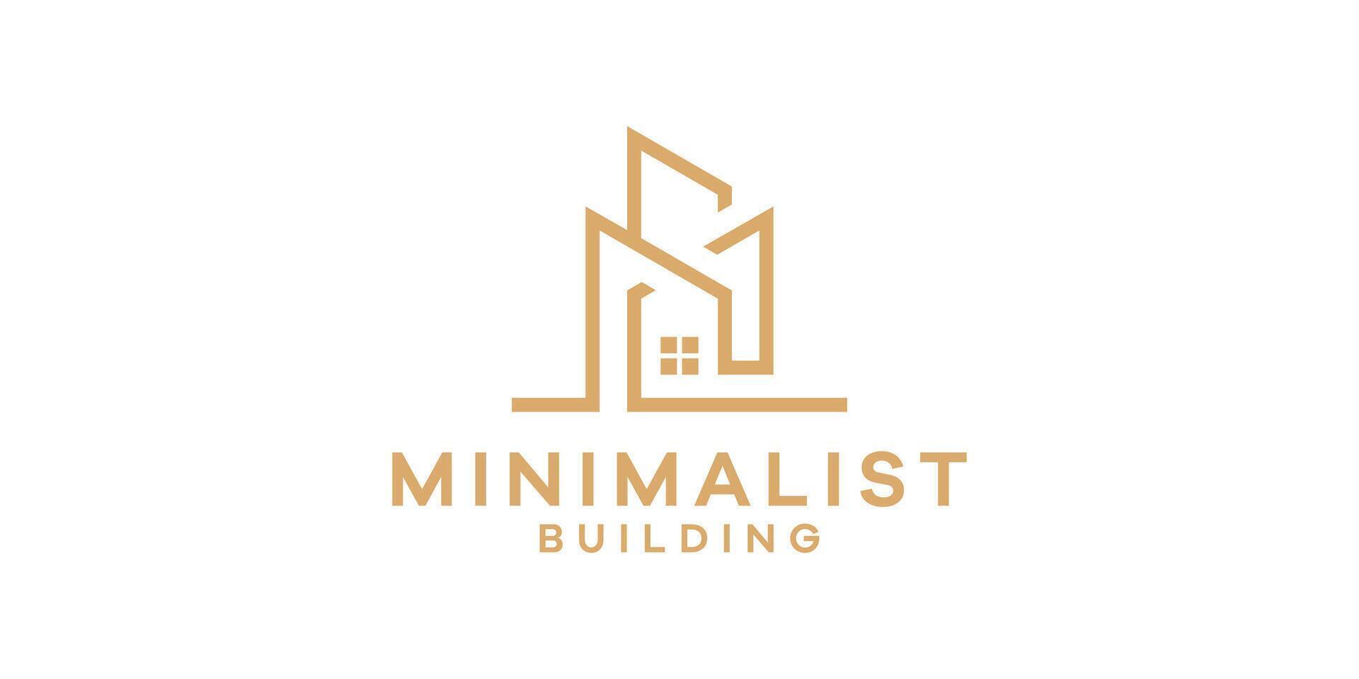 logo design building minimalist line and house, logo for building construction symbol, icon, idea, creative. vector