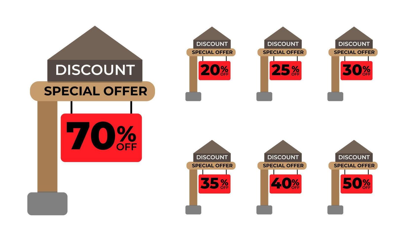 Set of Flat Design Sale Tag and Discount Special Offer Banner. Illustrations. vector