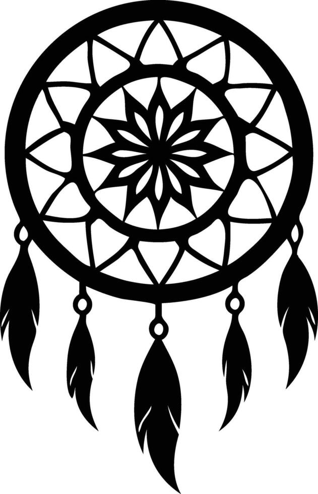 Boho Dream Catcher Silhouette Available on EPS File vector