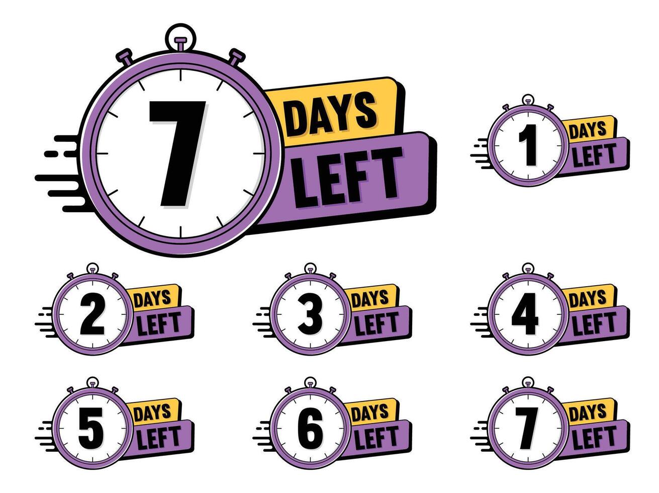 Number of days left sale countdown sticker banner design vector