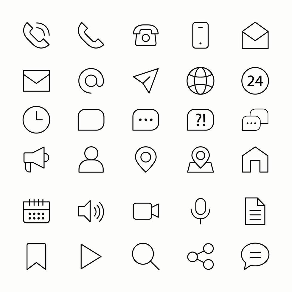 Contact us communication icon set for UI UX vector