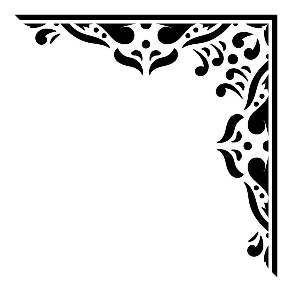 Ornamental Corner Frame with Floral Filigree Design. vector
