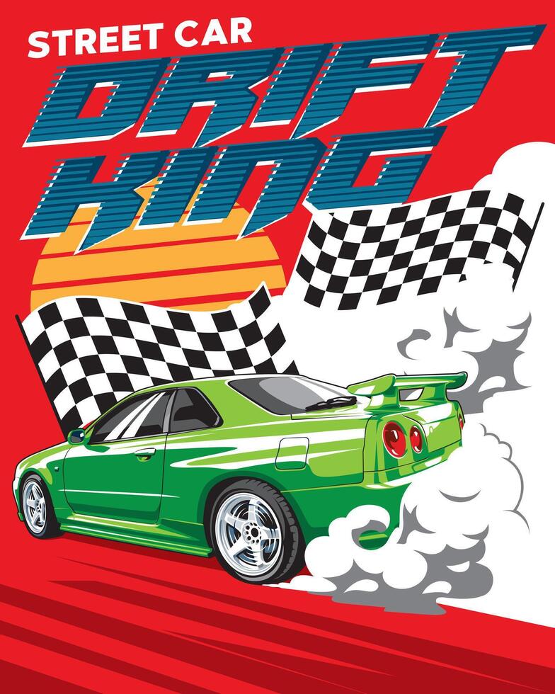 Racing drift car street legal racing automobile vector