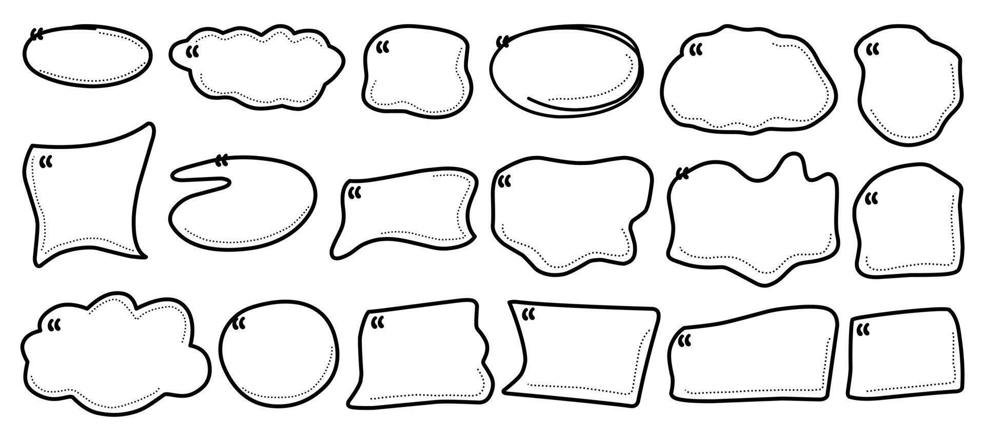 Collection of hand-drawn speech bubble outlines suitable for comics, presentations, and social media graphics. vector