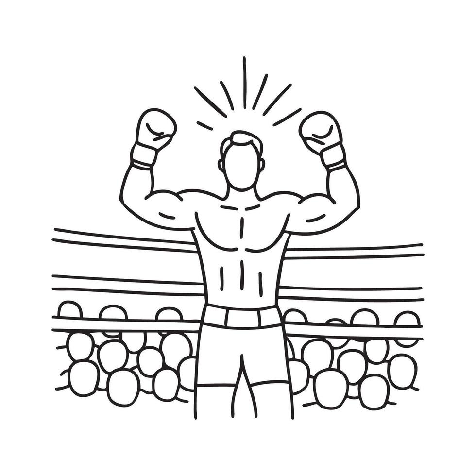 boxer celebrating after delivering a knockout punch and defeating the opponent vector