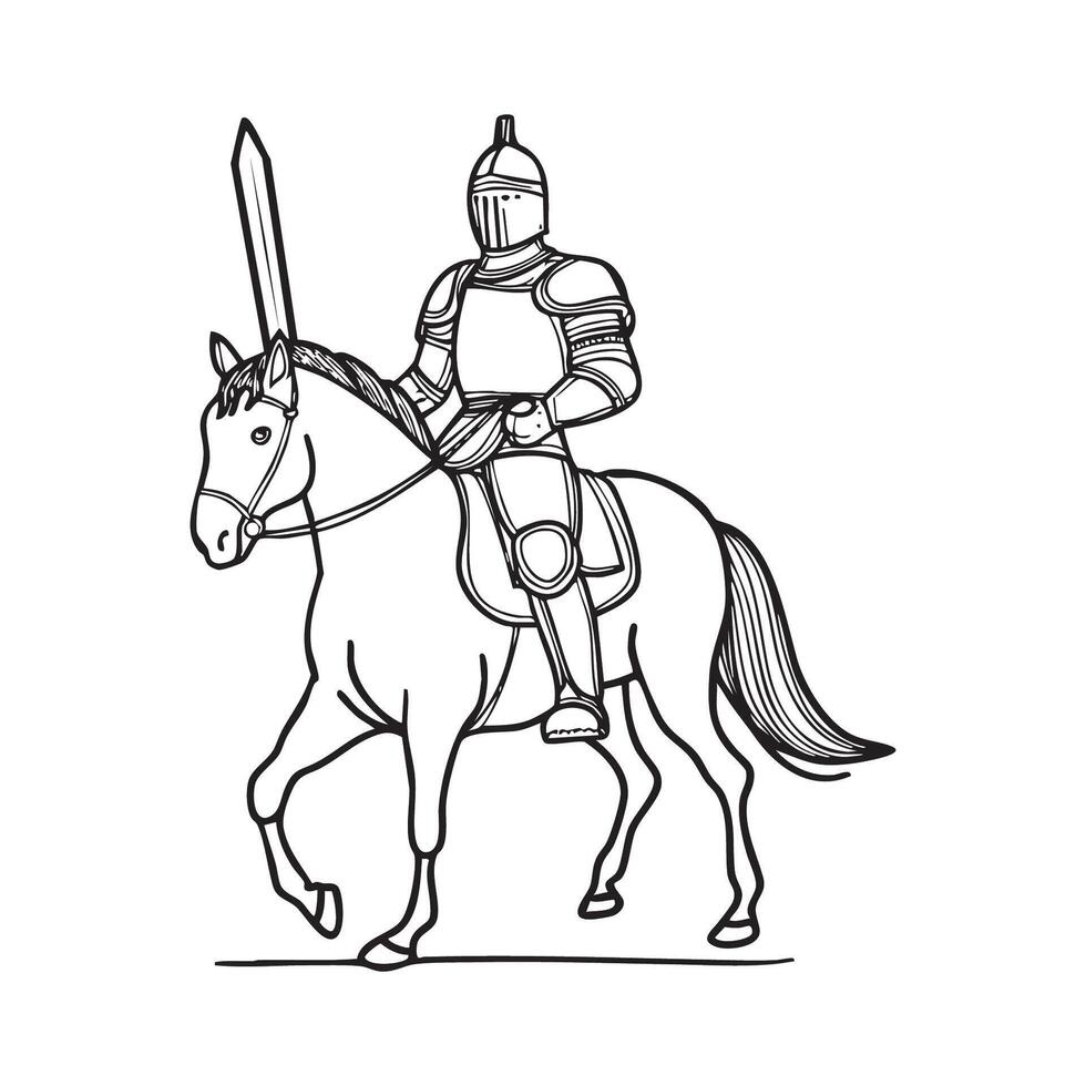 fully armored knight on horseback leading a battalion forward vector