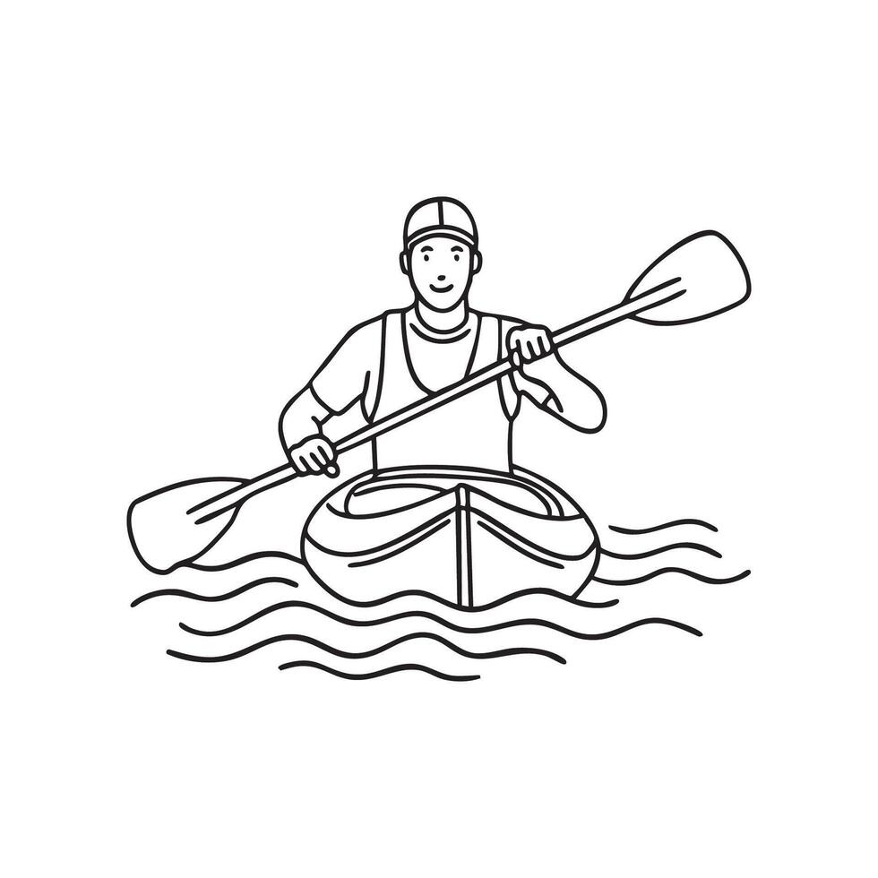 kayak moving through a river as a paddler navigates the gentle waves vector