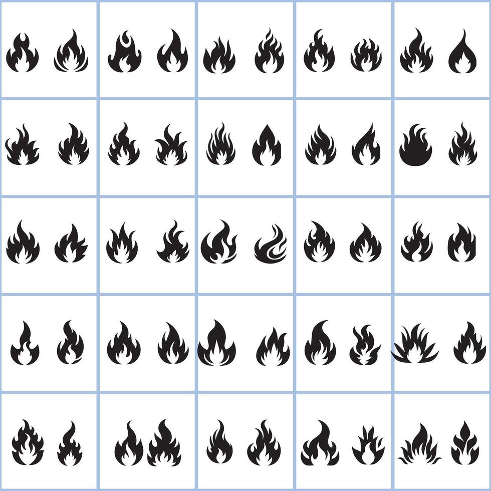 A set of fire icons in various sizes design on a white background vector