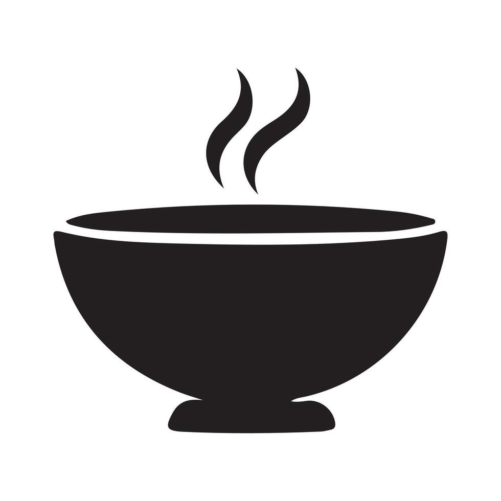 A black and white illustration of a bowl with steam design on a white background vector