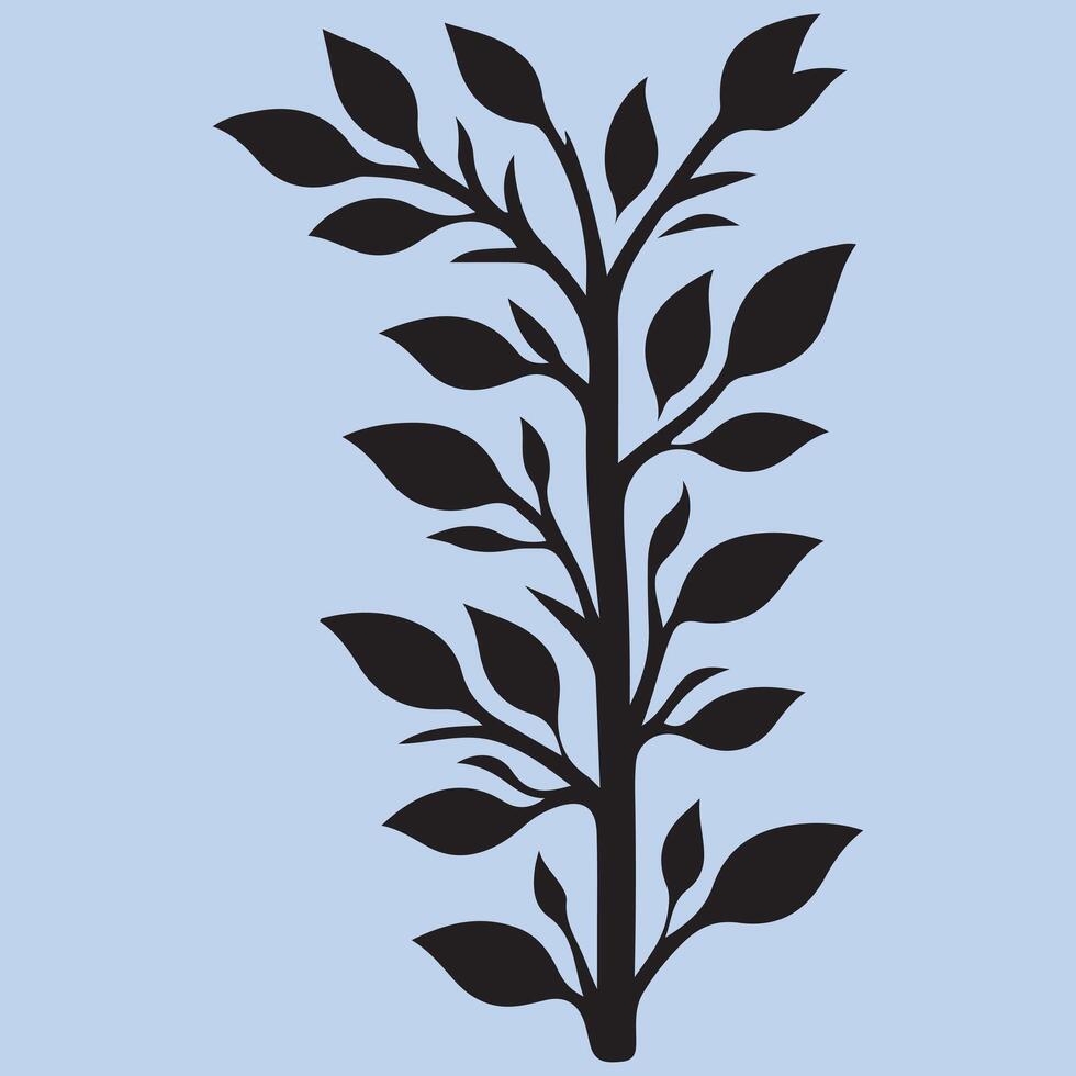 A silhouette of a plant with leaves vector