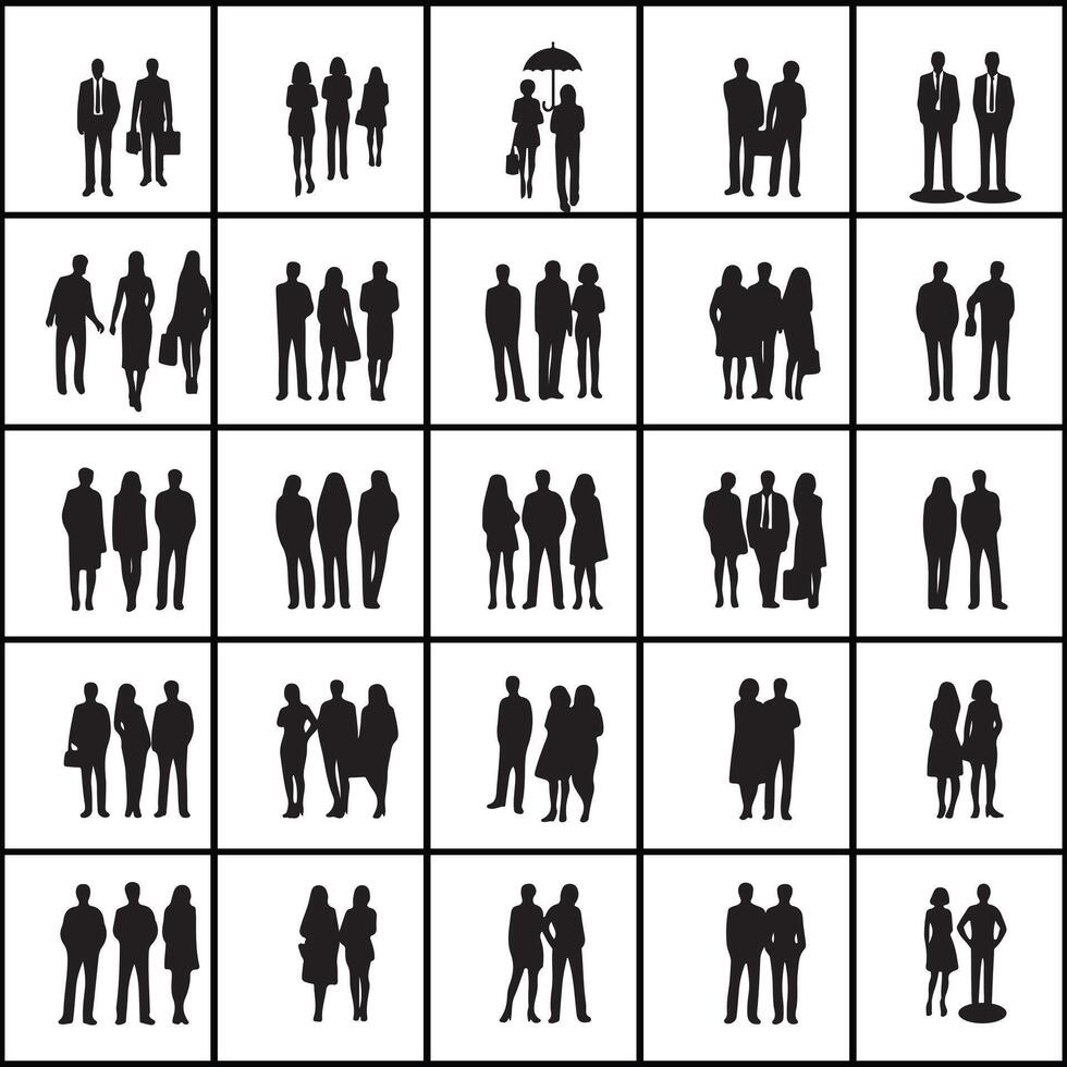 A collection of silhouettes of people in various poses design on a white background vector