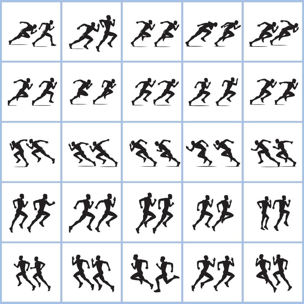 Creative set of silhouettes of running people design on a white background vector