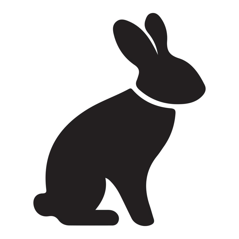 a black silhouette of a rabbit sitting down on a white background vector