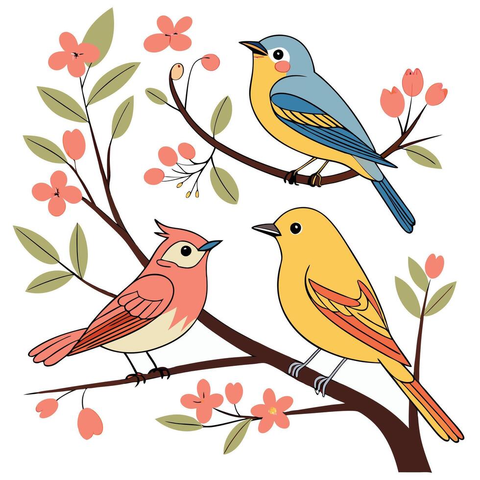 Creative Collection of various Bird Illustration design on a white background vector