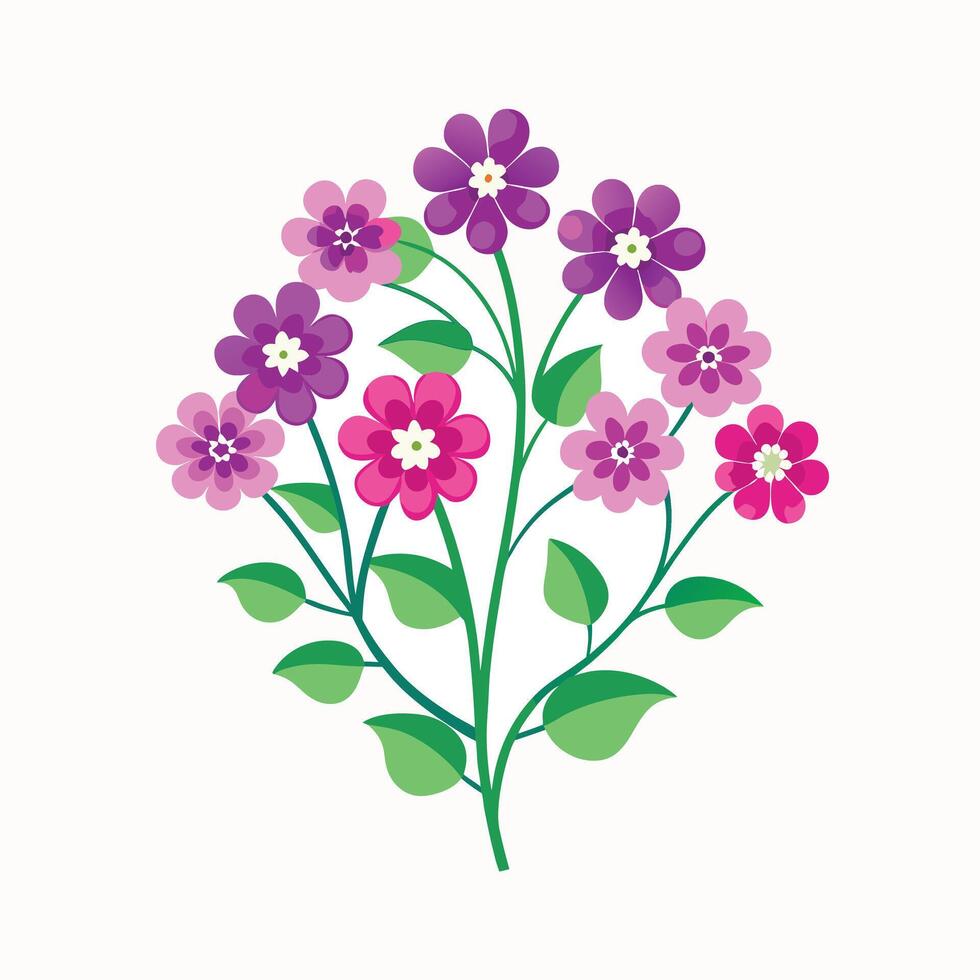 A bunch of purple flowers on a white background design on a white background vector