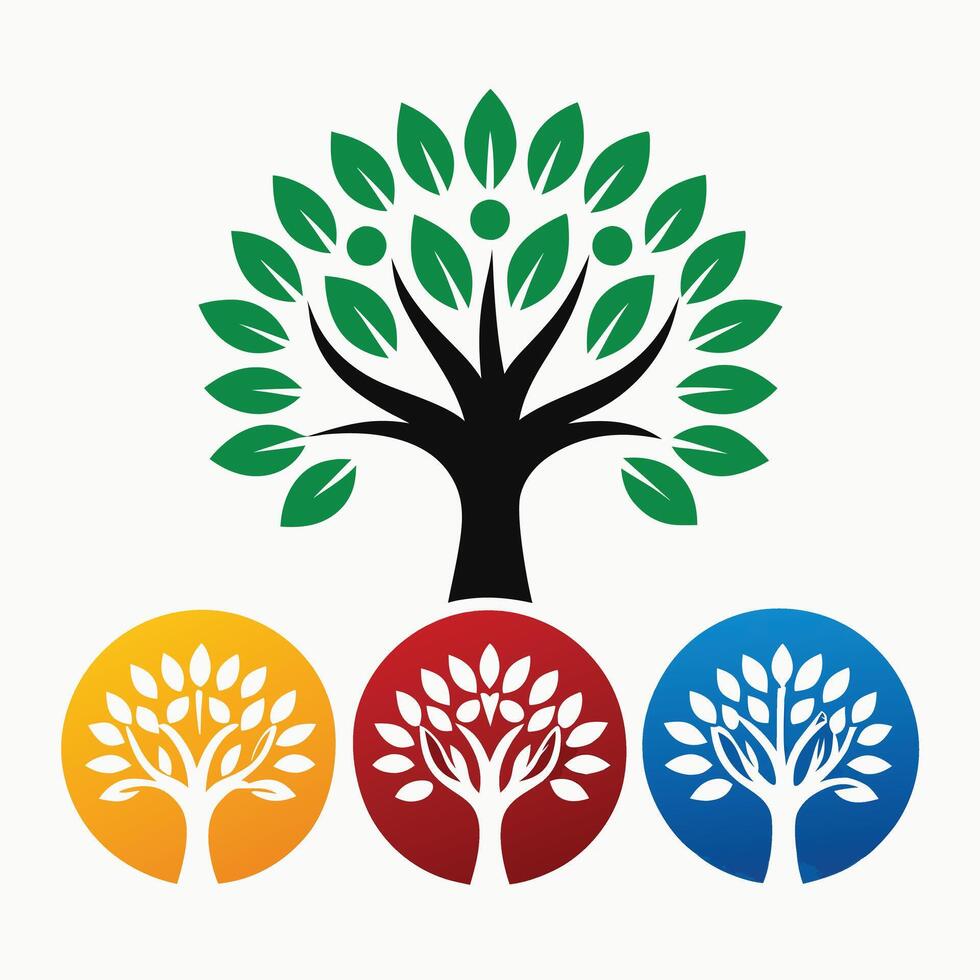 A tree with four different colors and leaves vector