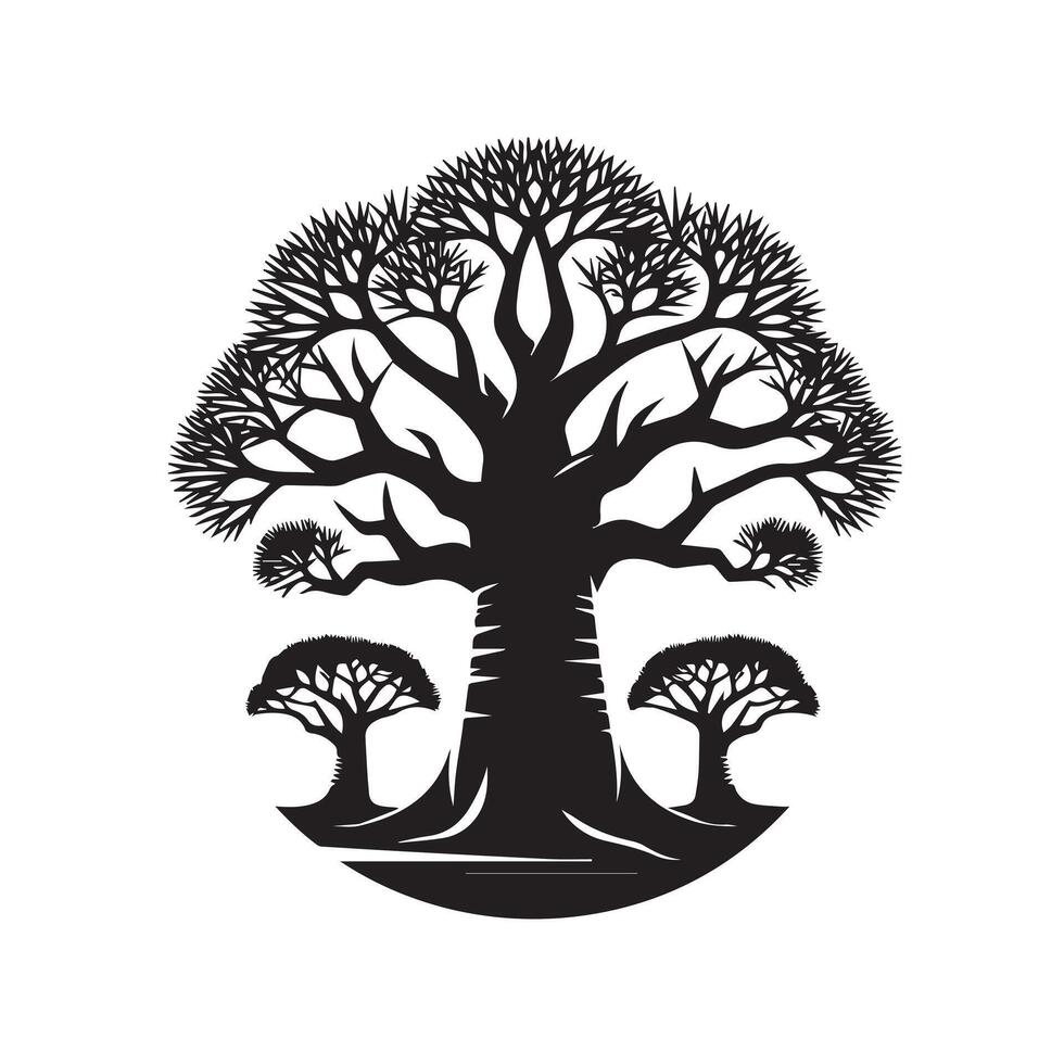 Creative black and white logo for a tree design on a white background vector