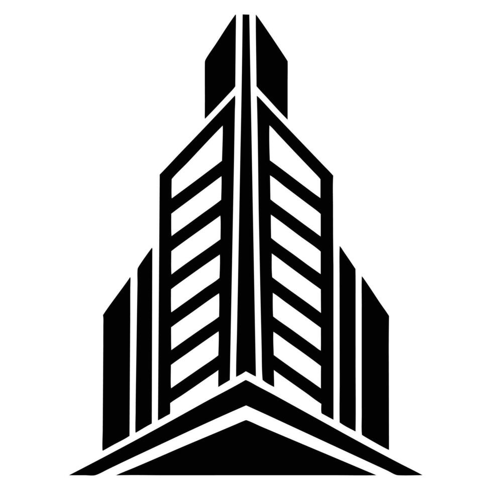 A black and white logo of a skyscraper design on a white background vector