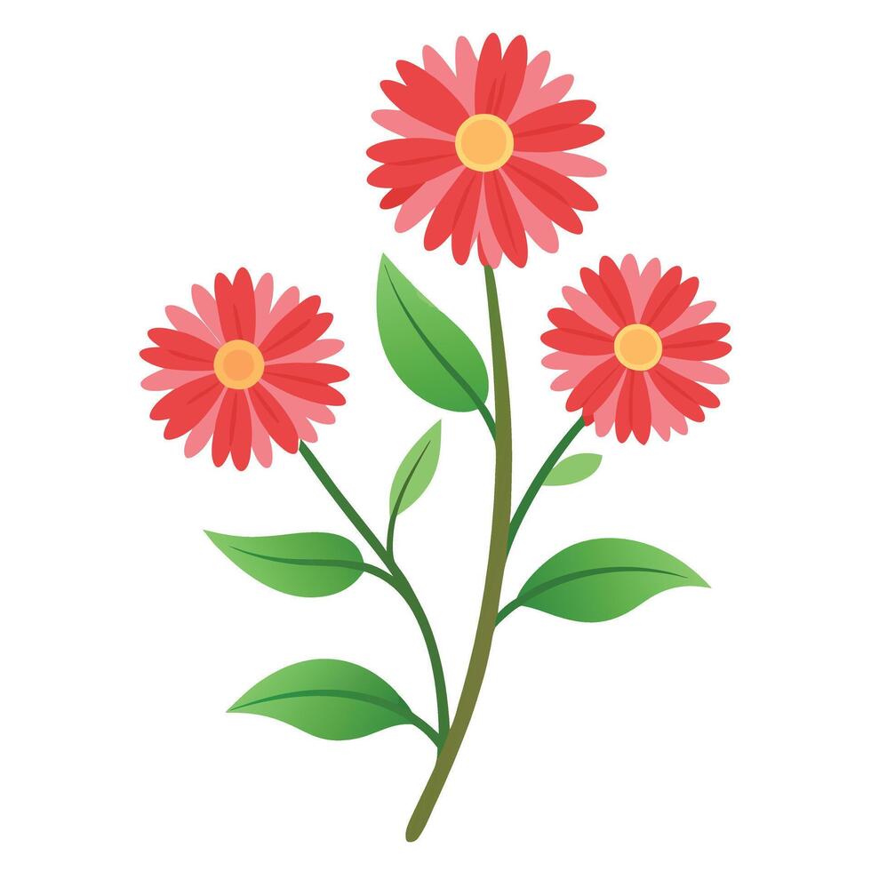 Red flowers on a white background vector
