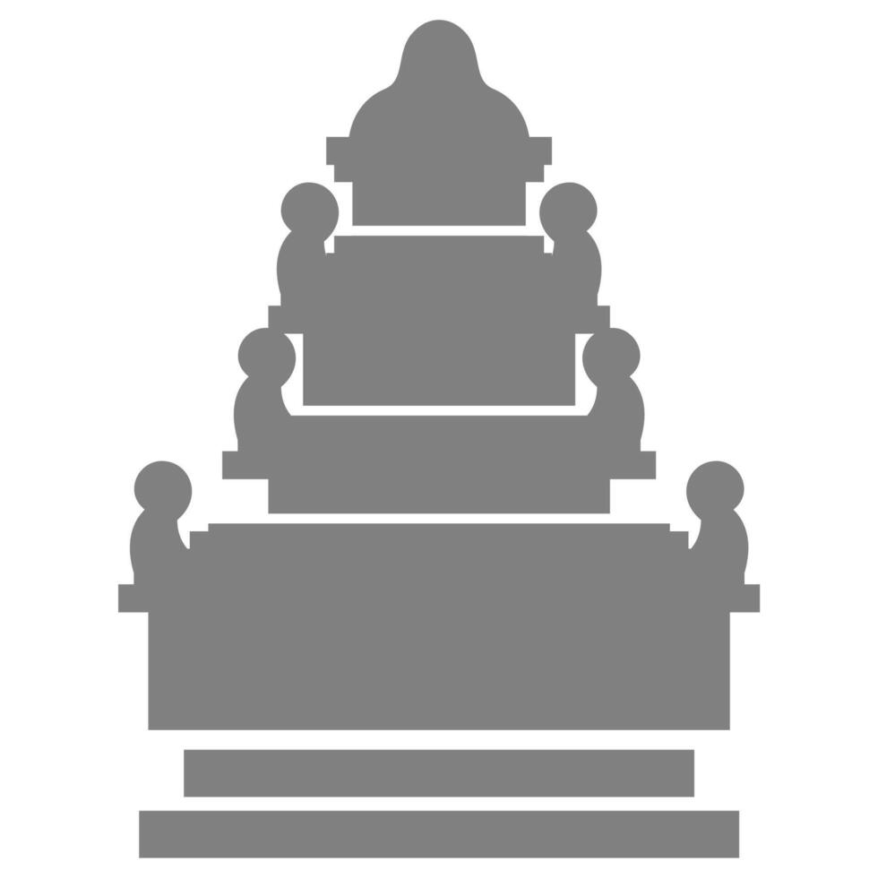 Gray silhouette of a tiered temple suitable for travel brochures, architectural posters, Asian cultural themes, and meditation backgrounds. vector