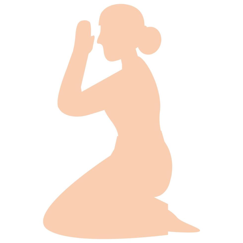 Person kneeling in prayer, suitable for religious and spiritual themes, prayer concept designs, church websites, and meditation illustrations. vector