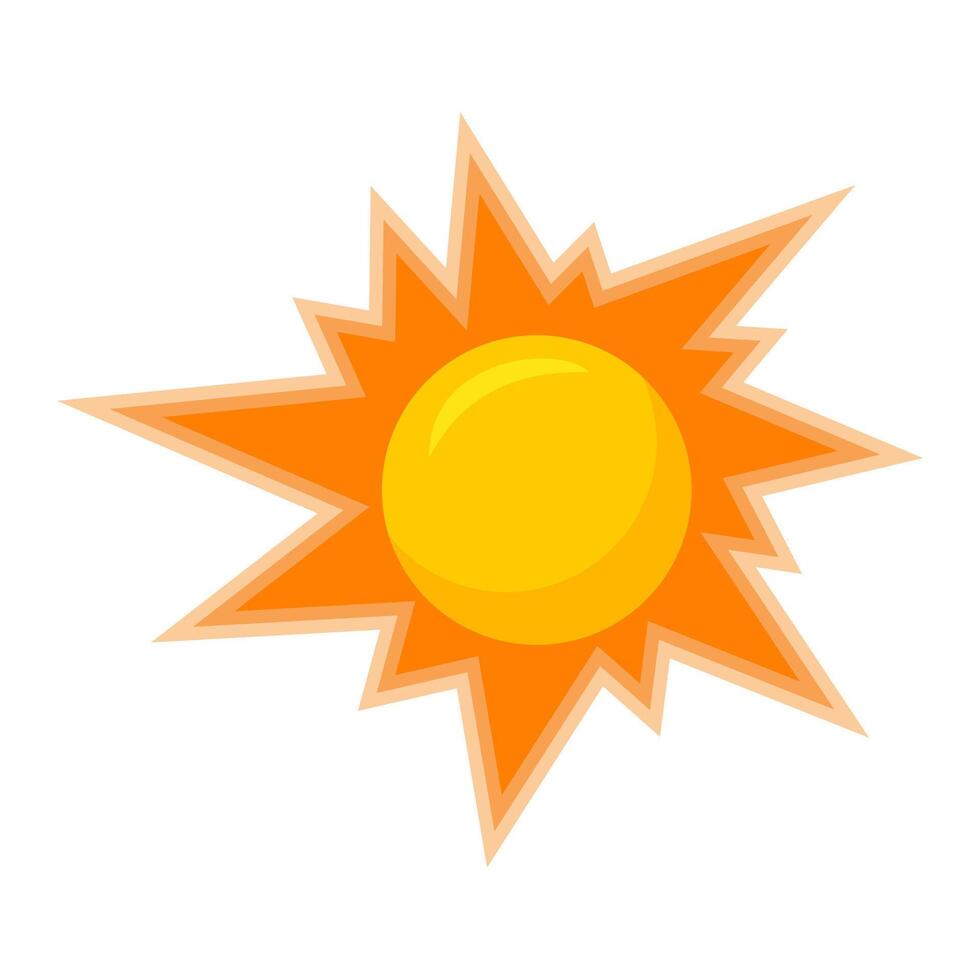 Sun with orange rays is perfect for summerthemed designs, nature backgrounds, weather forecasts, energy concepts, and vibrant illustrations. vector