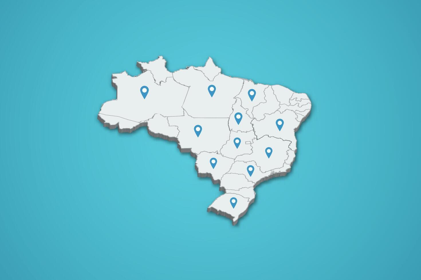 Brazil 3D map illustration with province map pin on isolated background vector