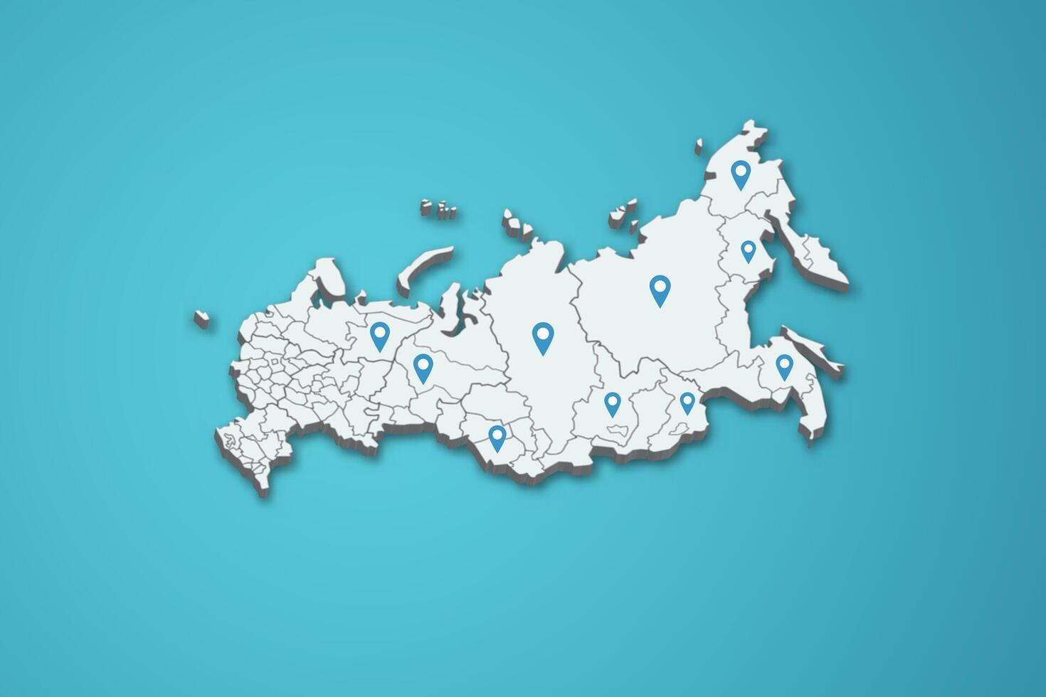 Russia 3D map illustration with province map pin on isolated background vector