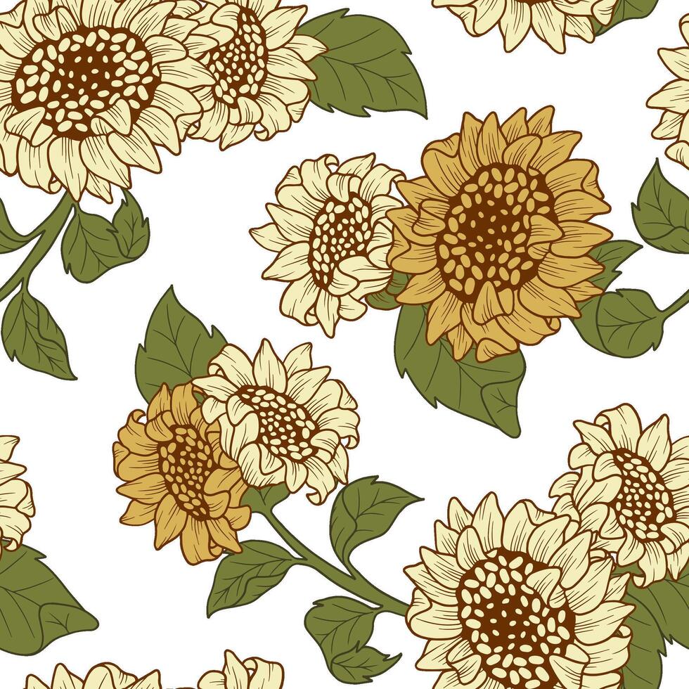 Seamless pattern of sunflower, digital wrapping pattern design vector