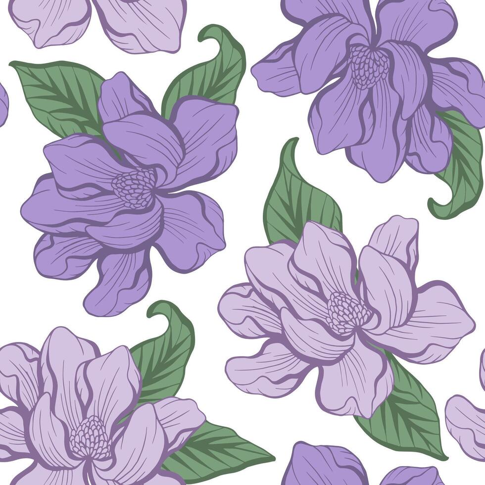 Purple Magnolia flower is suitables for prints, fabrics,or subimation. vector