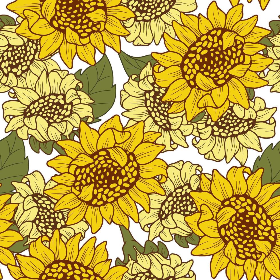 Sunflower seamless pattern, suitable for prints, fabrics, or sublimation. vector