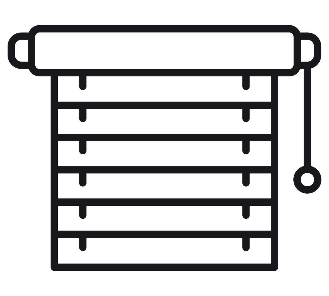 Window horizontal jalousie flat line icon. outline illustration of blind curtain. Black color thin linear sign for home decor. vector