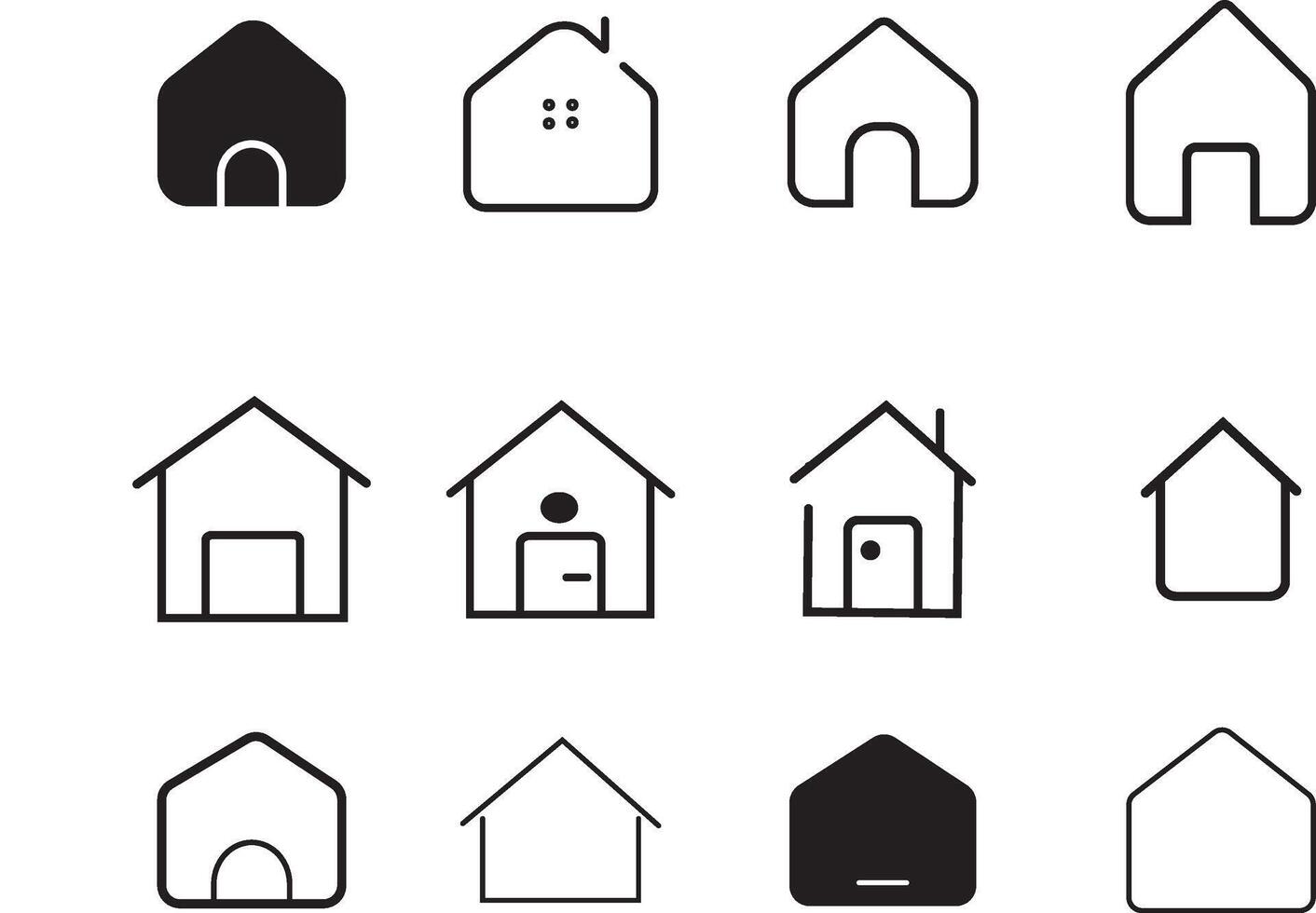 Home page icon, black icons isolated on white background House symbol vector