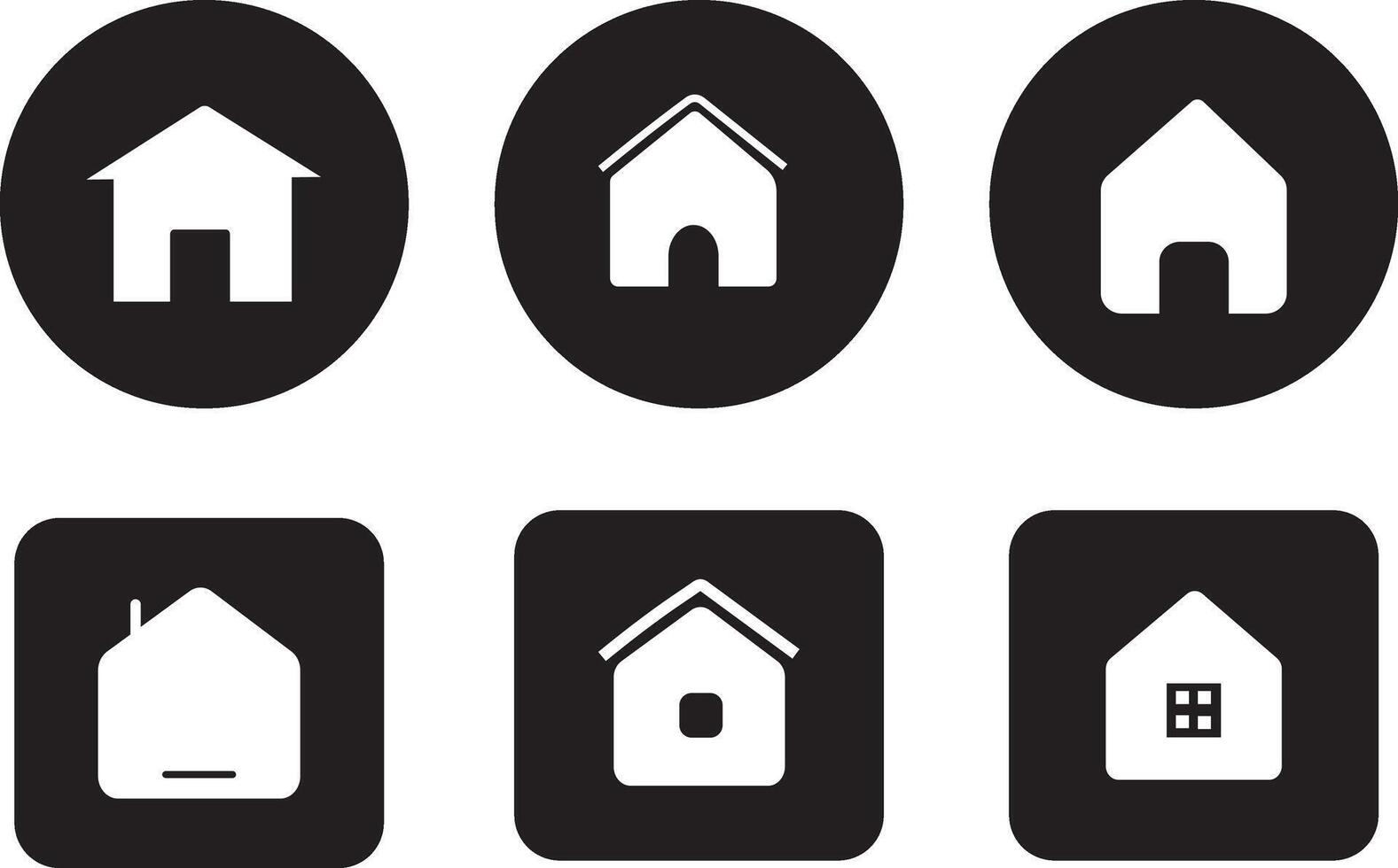 AHome button icons set, black icons isolated on white background vector