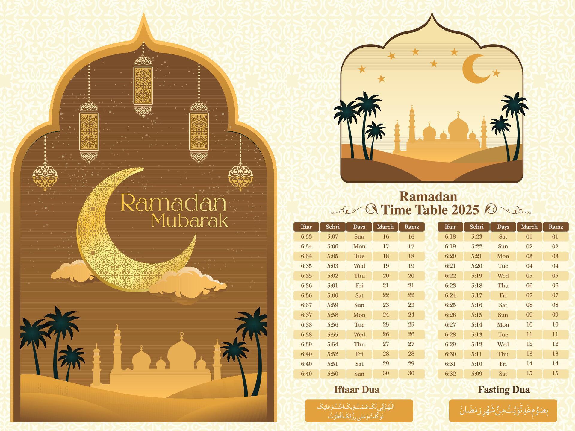 ramadan time table of 2025