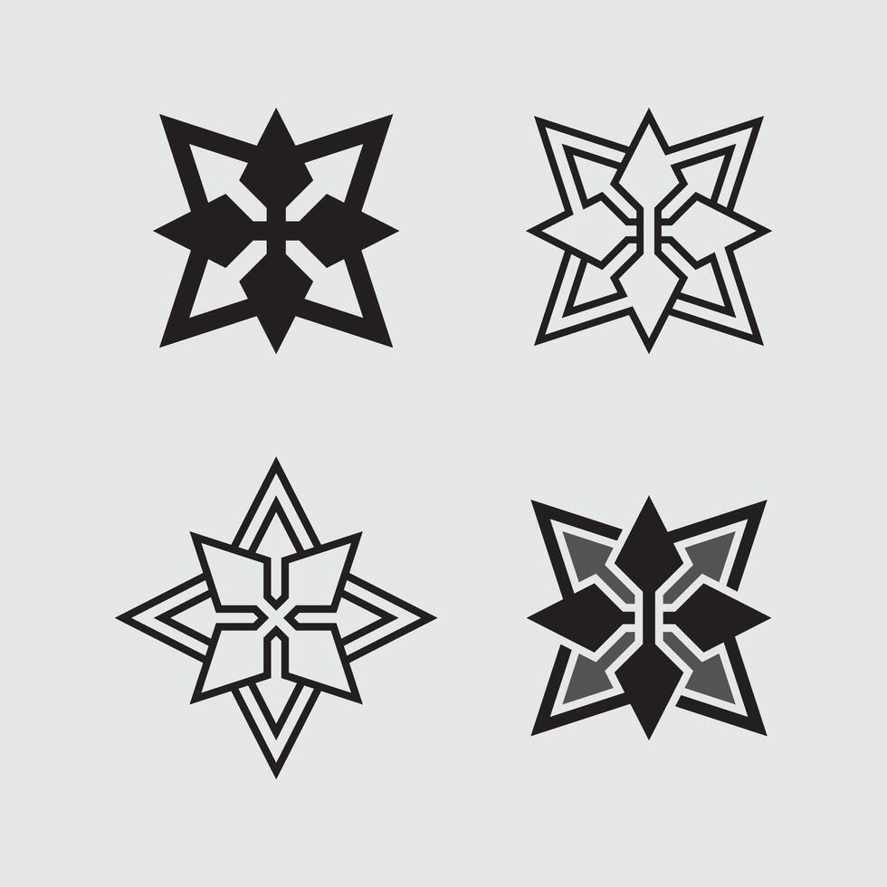 Geometric logo stock icon illustration and business star set vector