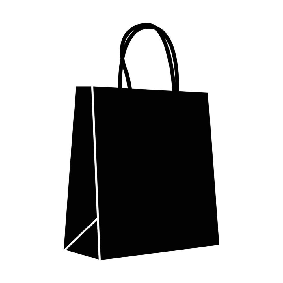 Paper Bag Silhouette. Black and White Icon Design Elements on Isolated White Background vector