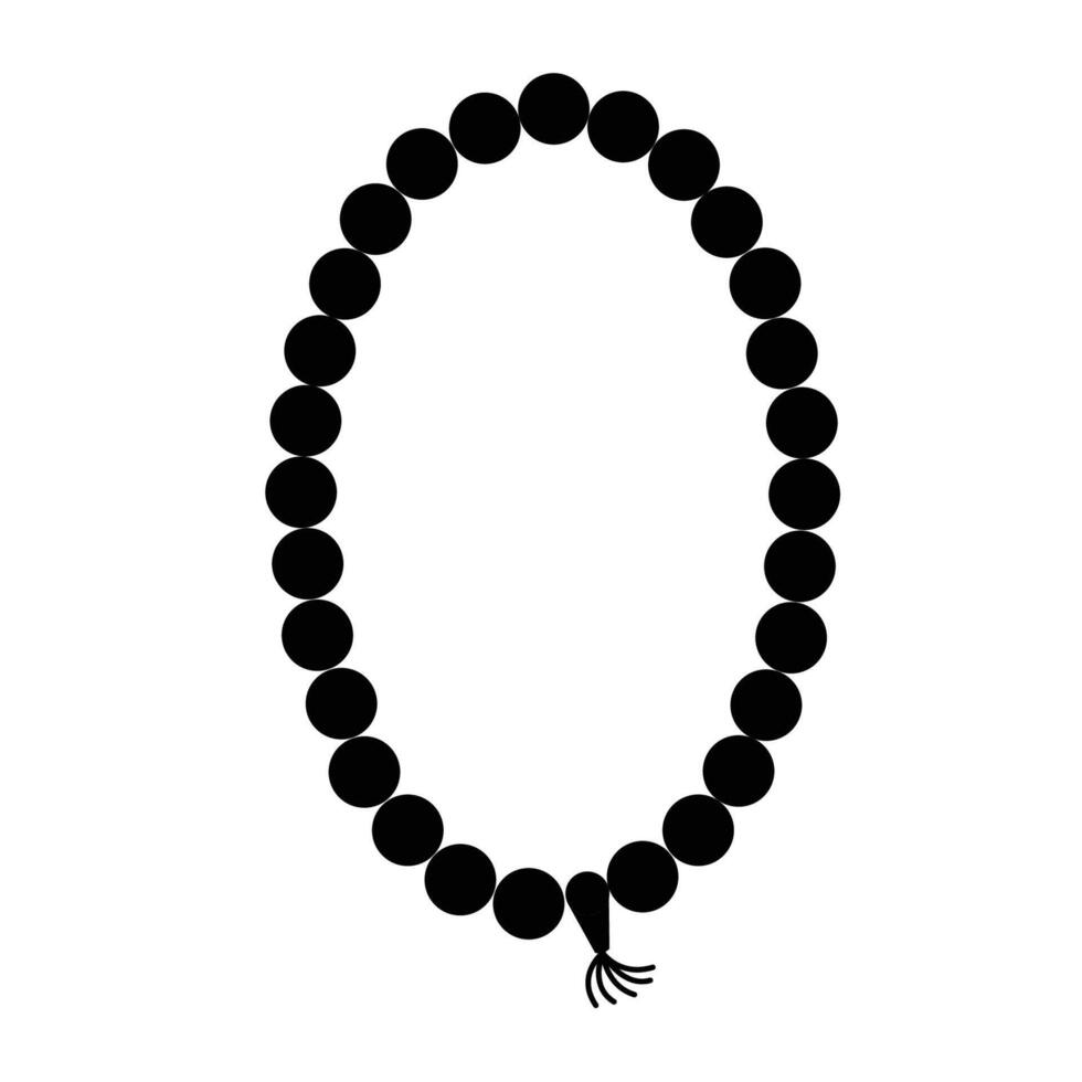 Prayer Beads Silhouette. Black and White Icon Design Elements on Isolated White Background vector