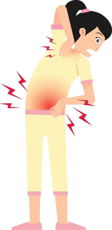 Backache Back pain girl concept illustration vector
