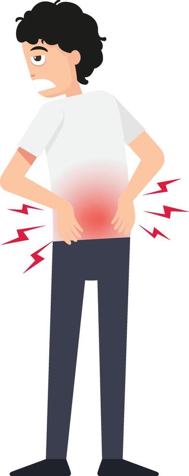 Backache Back pain man concept illustration vector
