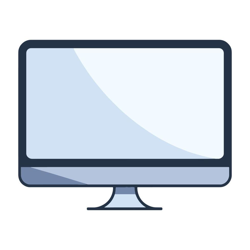 Realistic black computer monitor. Sleek flat-screen display with a minimalist design, isolated on white background. Perfect for tech, business, or electronics themes. vector