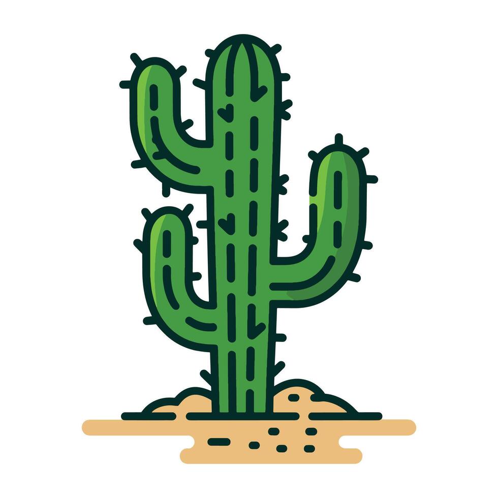 Cactus icon. Dry exotic plant with spines, symbolizing desert vegetation. Simple flat illustration, perfect for nature or southwestern vector