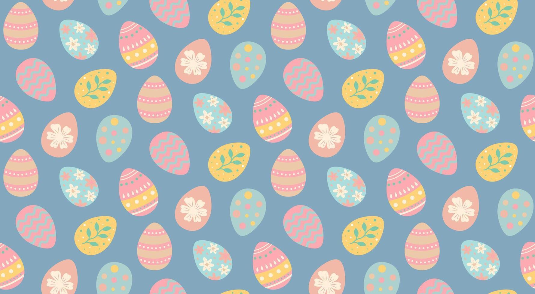 Easter eggs seamless pattern. Colorful pastel painting eggs background vector