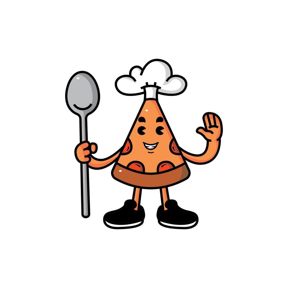 pizza character symbol logo with chef hat vector