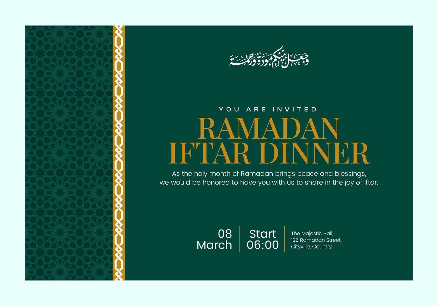Happy Ramadan Dinner Invitation Social Media Template vector