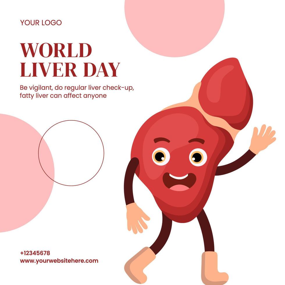 World Liver Day Digital Template with Hand-Drawn Flat Illustration vector